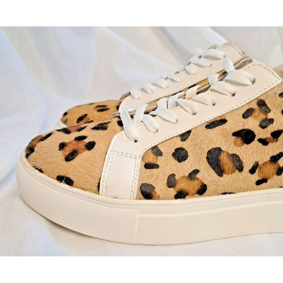 Myra Size 9.5/40 Leopard Hairon Calf Hair Leather Platform Sneaker Low Rise - Picture 7 of 16